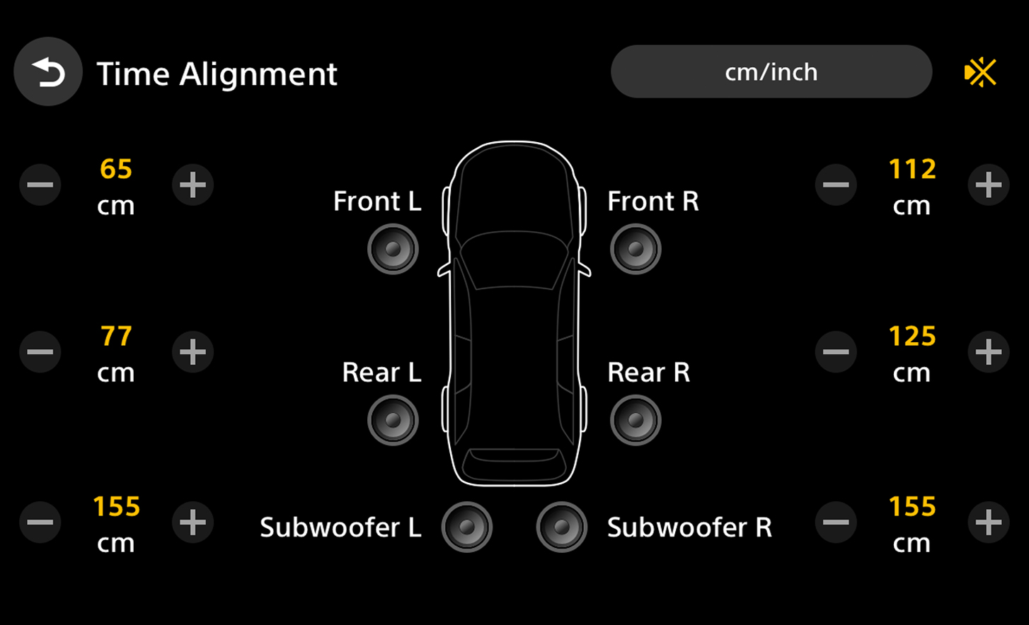 Voorbeeld van de gebruikersinterface met tijdcorrectie en beschikbare opties