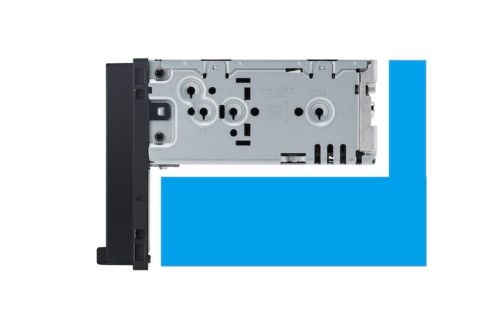 Afbeelding van de digitale media-ontvanger met WebLink Cast van 17,6 cm (6,95") die in een auto wordt geactiveerd.
